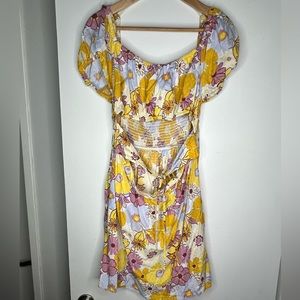 Floral mini cut out dress